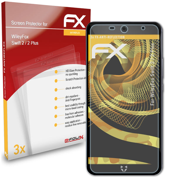 atFoliX FX-Antireflex Displayschutzfolie für WileyFox Swift 2 / 2 Plus