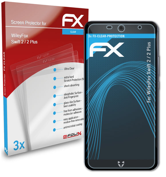 atFoliX FX-Clear Schutzfolie für WileyFox Swift 2 / 2 Plus