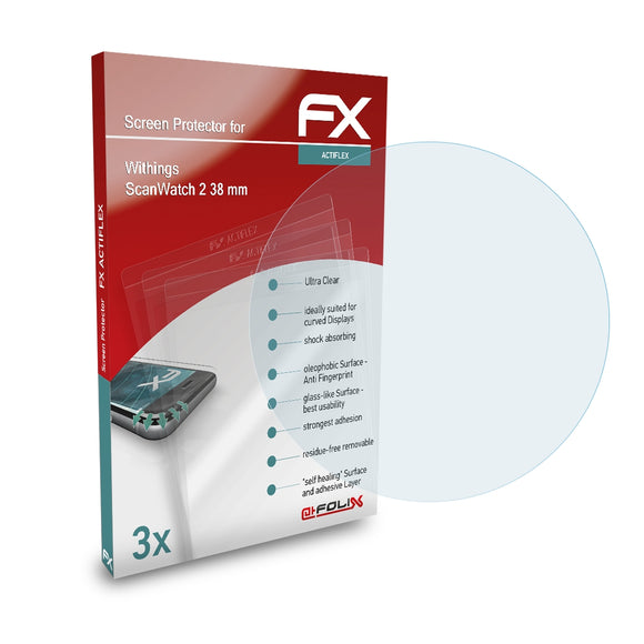atFoliX FX-ActiFleX Displayschutzfolie für Withings ScanWatch 2 (38 mm)