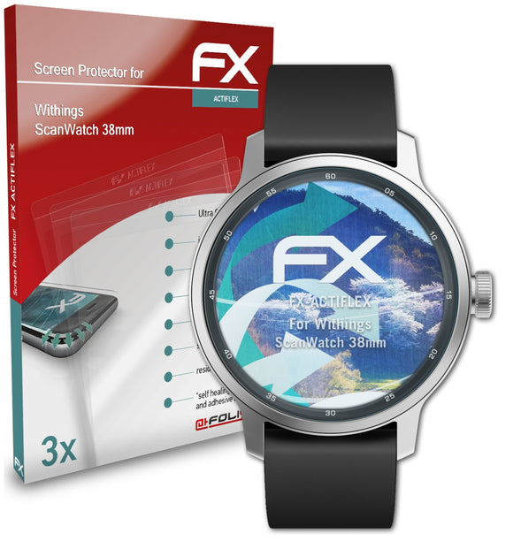 atFoliX FX-ActiFleX Displayschutzfolie für Withings ScanWatch (38mm)