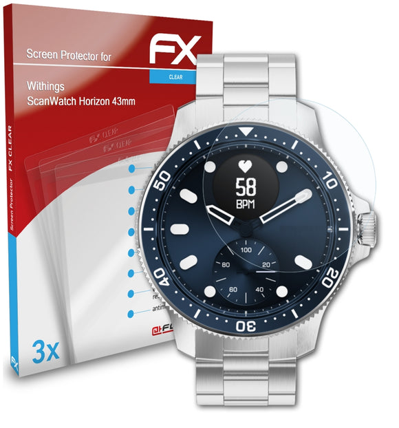 atFoliX FX-Clear Schutzfolie für Withings ScanWatch Horizon (43mm)