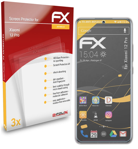 atFoliX FX-Antireflex Displayschutzfolie für Xiaomi 12 Pro