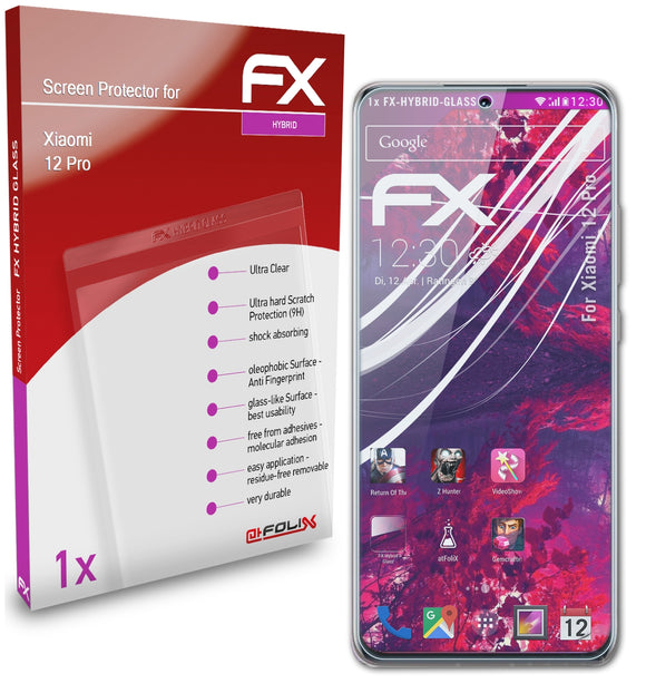 atFoliX FX-Hybrid-Glass Panzerglasfolie für Xiaomi 12 Pro