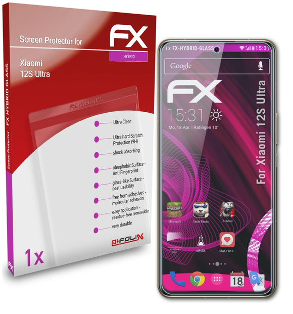 atFoliX FX-Hybrid-Glass Panzerglasfolie für Xiaomi 12S Ultra