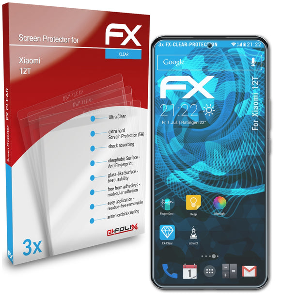 atFoliX FX-Clear Schutzfolie für Xiaomi 12T