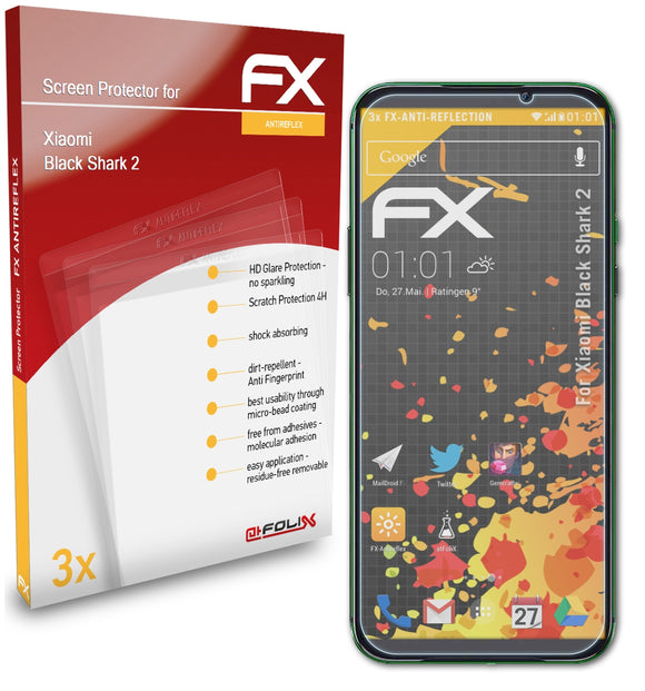 atFoliX FX-Antireflex Displayschutzfolie für Xiaomi Black Shark 2
