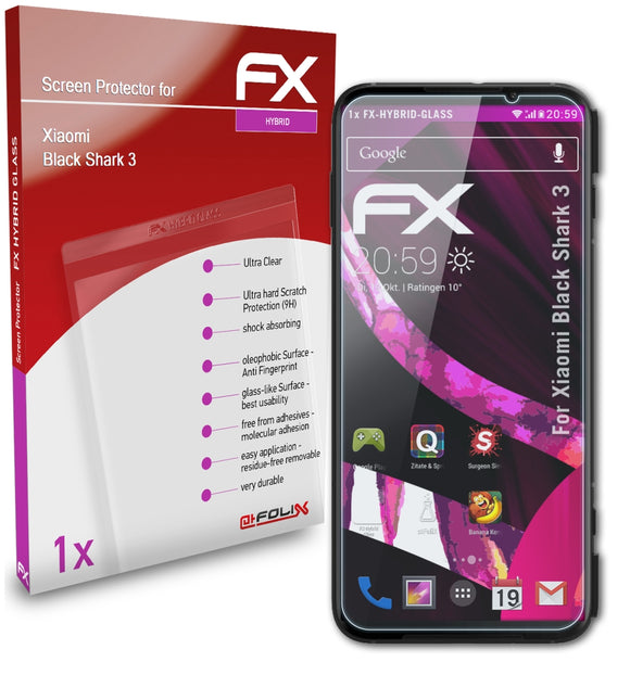 atFoliX FX-Hybrid-Glass Panzerglasfolie für Xiaomi Black Shark 3