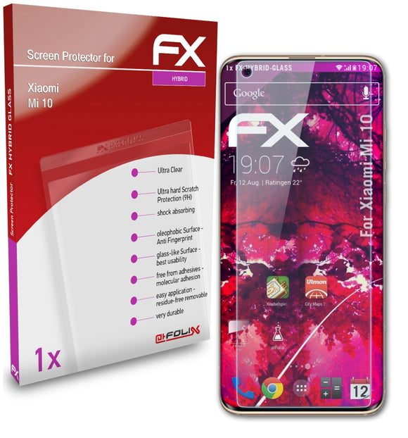 atFoliX FX-Hybrid-Glass Panzerglasfolie für Xiaomi Mi 10