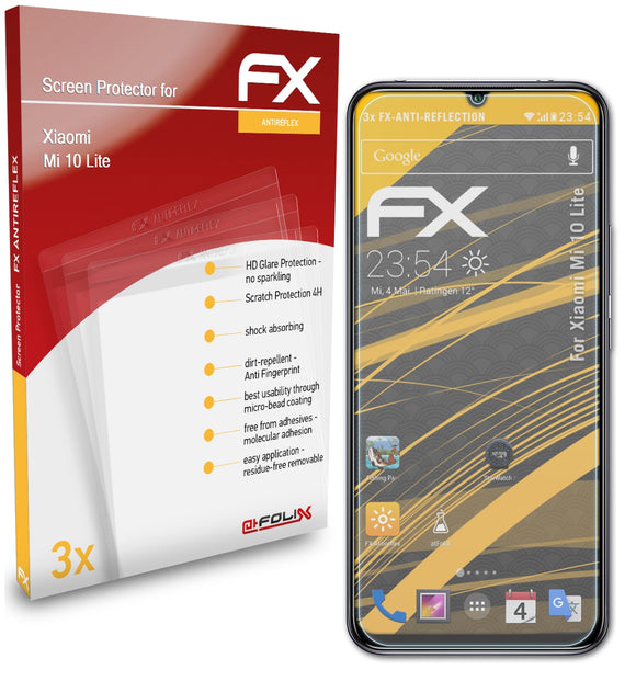 atFoliX FX-Antireflex Displayschutzfolie für Xiaomi Mi 10 Lite
