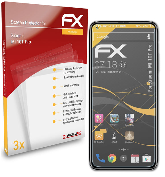 atFoliX FX-Antireflex Displayschutzfolie für Xiaomi MI 10T Pro