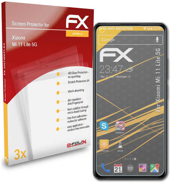 atFoliX FX-Antireflex Displayschutzfolie für Xiaomi Mi 11 Lite 5G