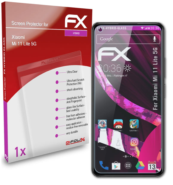 atFoliX FX-Hybrid-Glass Panzerglasfolie für Xiaomi Mi 11 Lite 5G