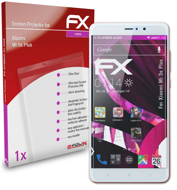 atFoliX FX-Hybrid-Glass Panzerglasfolie für Xiaomi Mi 5s Plus