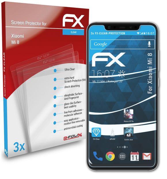 atFoliX FX-Clear Schutzfolie für Xiaomi Mi 8
