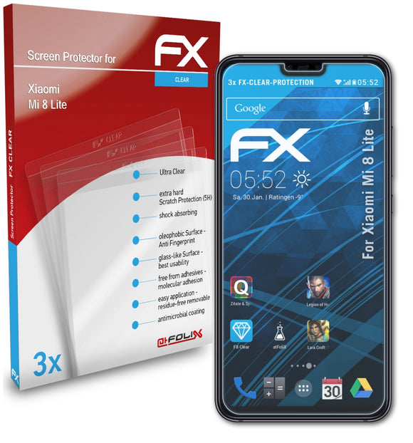 atFoliX FX-Clear Schutzfolie für Xiaomi Mi 8 Lite