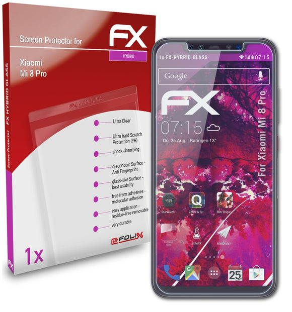 atFoliX FX-Hybrid-Glass Panzerglasfolie für Xiaomi Mi 8 Pro