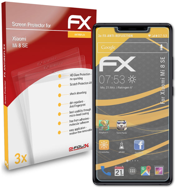atFoliX FX-Antireflex Displayschutzfolie für Xiaomi Mi 8 SE