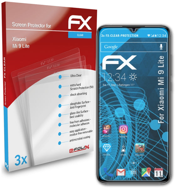 atFoliX FX-Clear Schutzfolie für Xiaomi Mi 9 Lite