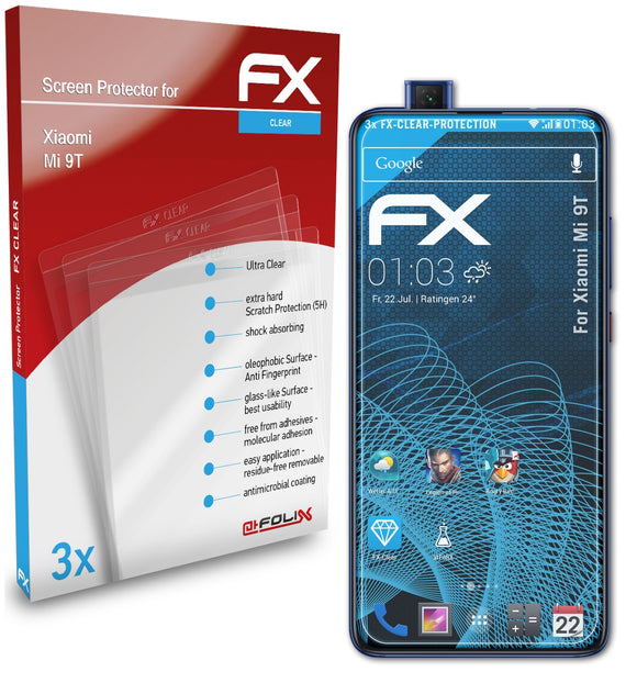 atFoliX FX-Clear Schutzfolie für Xiaomi Mi 9T