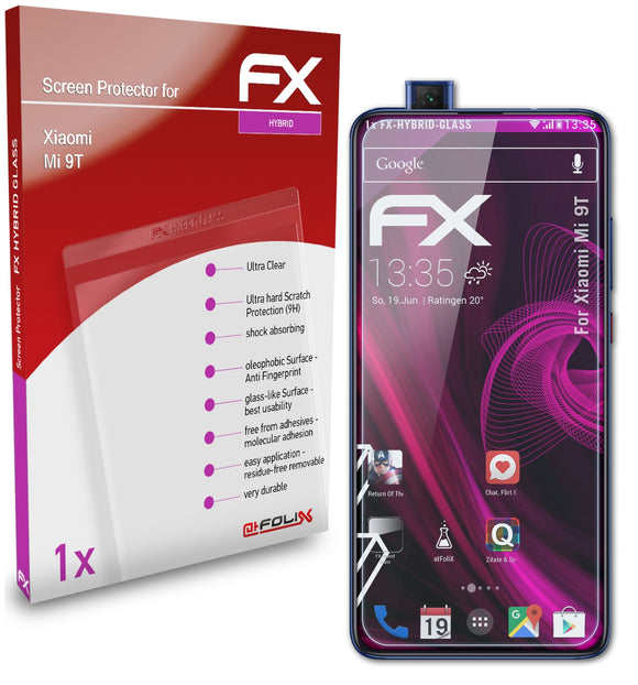 atFoliX FX-Hybrid-Glass Panzerglasfolie für Xiaomi Mi 9T