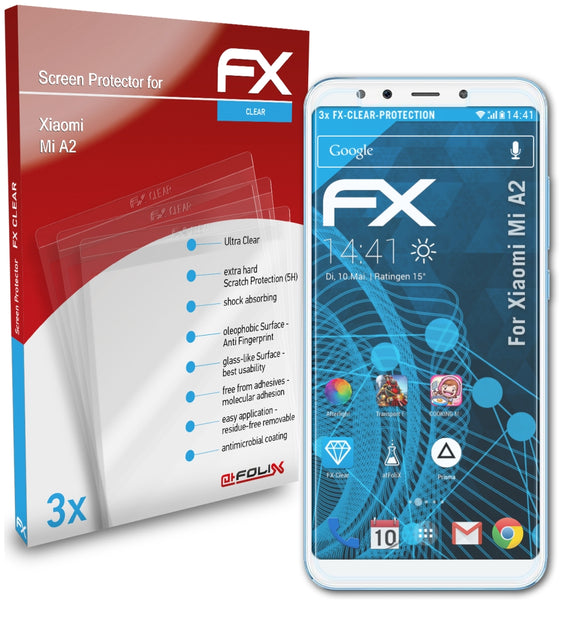 atFoliX FX-Clear Schutzfolie für Xiaomi Mi A2