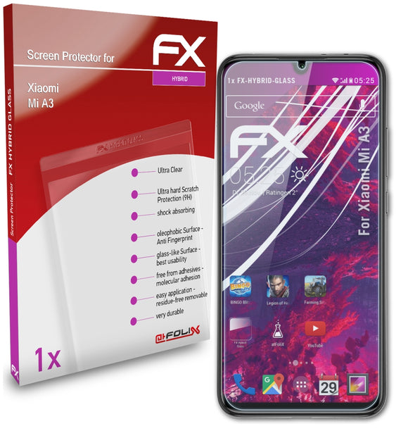 atFoliX FX-Hybrid-Glass Panzerglasfolie für Xiaomi Mi A3
