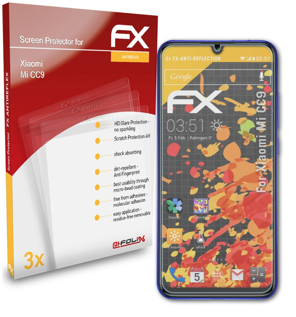 atFoliX FX-Antireflex Displayschutzfolie für Xiaomi Mi CC9