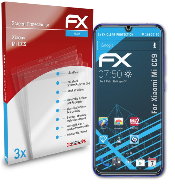 atFoliX FX-Clear Schutzfolie für Xiaomi Mi CC9