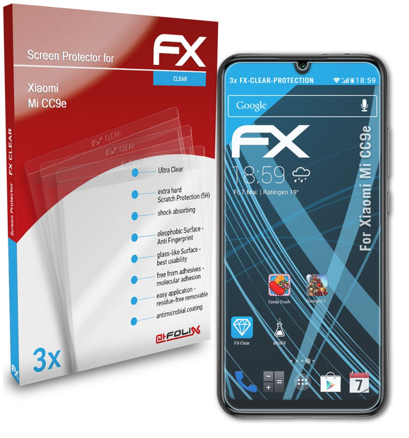 atFoliX FX-Clear Schutzfolie für Xiaomi Mi CC9e
