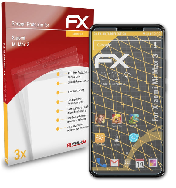 atFoliX FX-Antireflex Displayschutzfolie für Xiaomi Mi Max 3