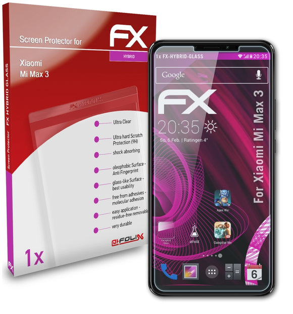 atFoliX FX-Hybrid-Glass Panzerglasfolie für Xiaomi Mi Max 3