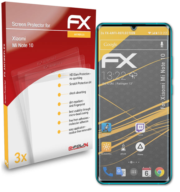 atFoliX FX-Antireflex Displayschutzfolie für Xiaomi Mi Note 10