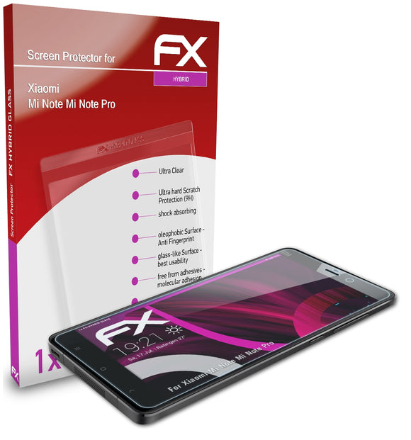atFoliX FX-Hybrid-Glass Panzerglasfolie für Xiaomi Mi Note (Mi Note Pro)
