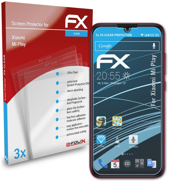 atFoliX FX-Clear Schutzfolie für Xiaomi Mi Play