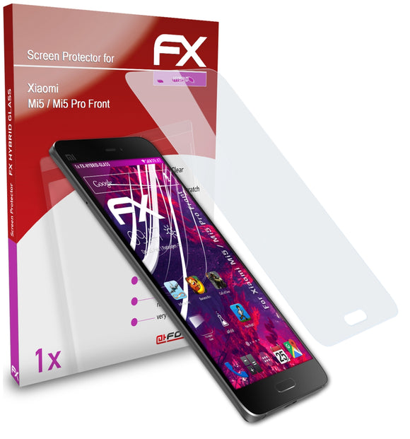 atFoliX FX-Hybrid-Glass Panzerglasfolie für Xiaomi Mi5 / Mi5 Pro (Front)