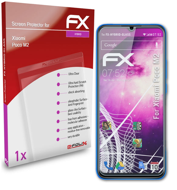 atFoliX FX-Hybrid-Glass Panzerglasfolie für Xiaomi Poco M2