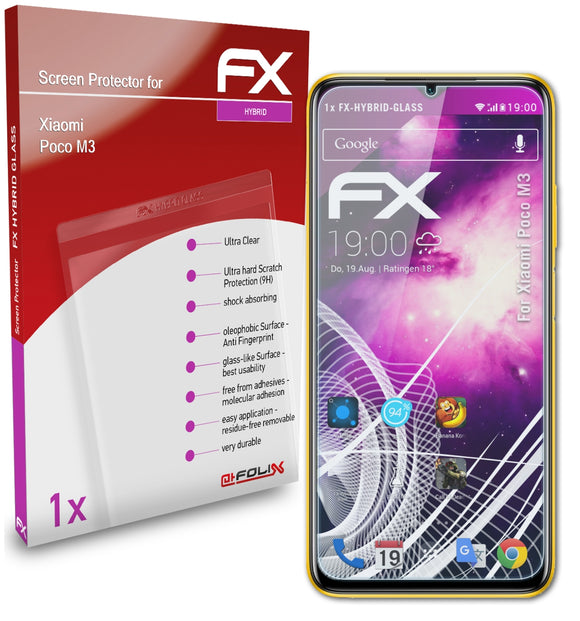 atFoliX FX-Hybrid-Glass Panzerglasfolie für Xiaomi Poco M3
