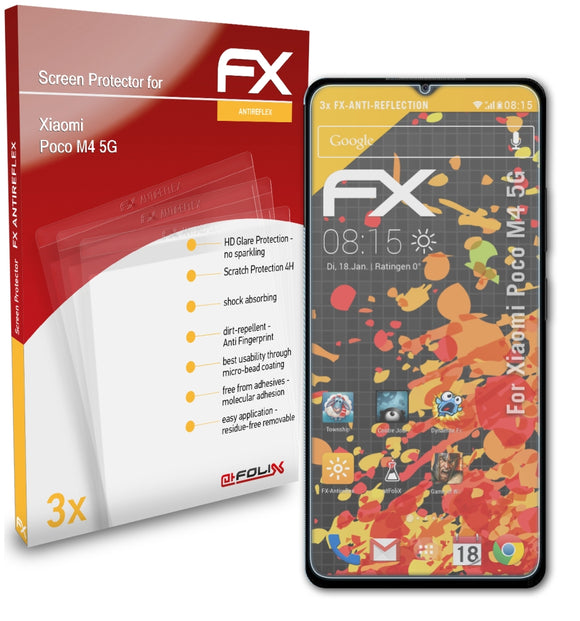 atFoliX FX-Antireflex Displayschutzfolie für Xiaomi Poco M4 5G