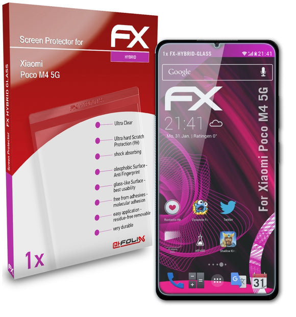 atFoliX FX-Hybrid-Glass Panzerglasfolie für Xiaomi Poco M4 5G