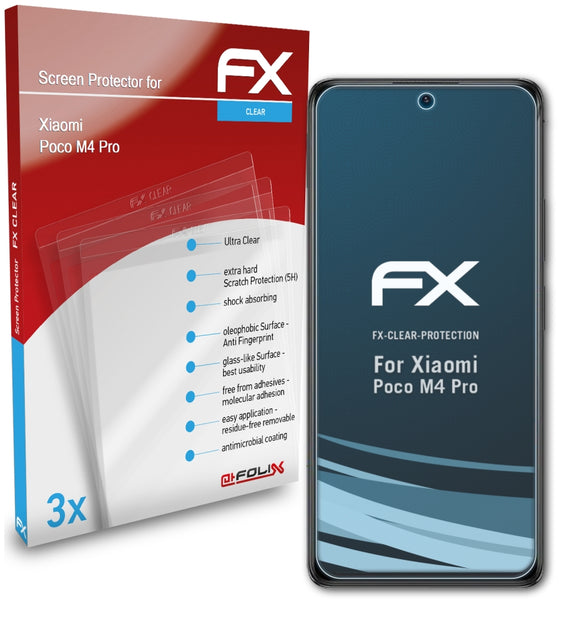 atFoliX FX-Clear Schutzfolie für Xiaomi Poco M4 Pro