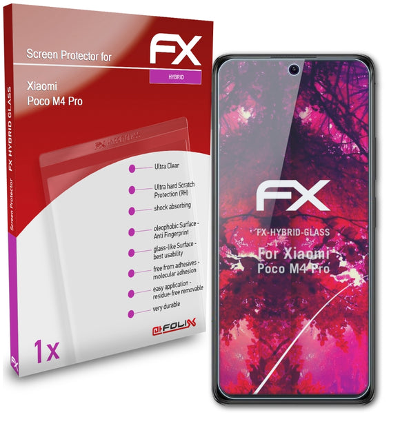 atFoliX FX-Hybrid-Glass Panzerglasfolie für Xiaomi Poco M4 Pro