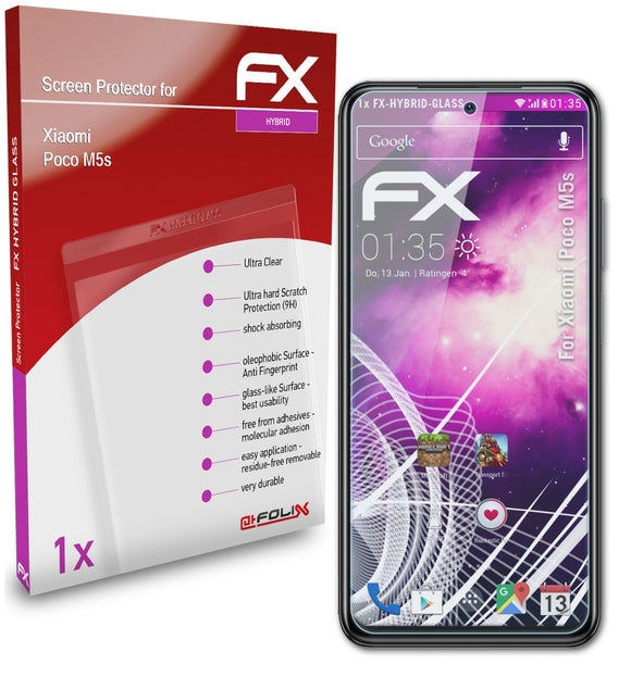 atFoliX FX-Hybrid-Glass Panzerglasfolie für Xiaomi Poco M5s