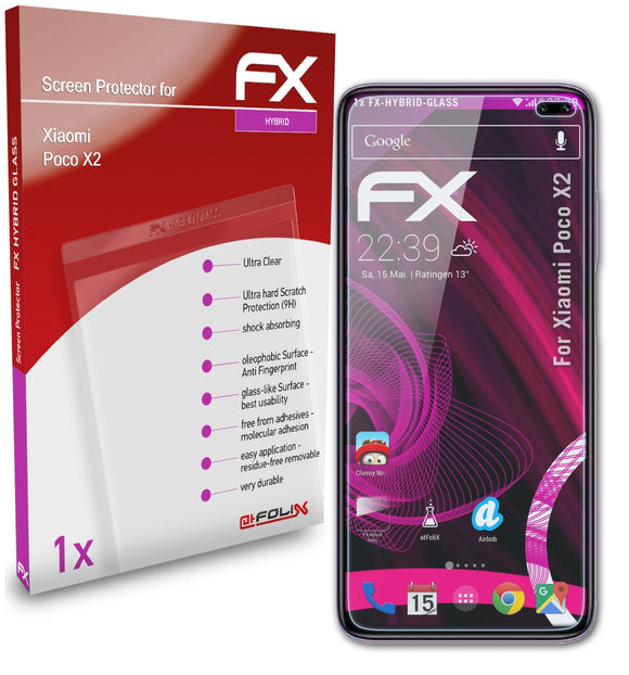 atFoliX FX-Hybrid-Glass Panzerglasfolie für Xiaomi Poco X2