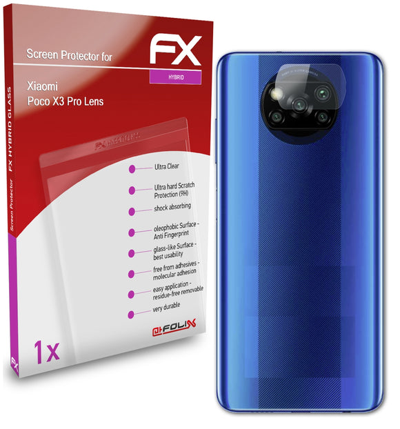atFoliX FX-Hybrid-Glass Panzerglasfolie für Xiaomi Poco X3 Pro (Lens)