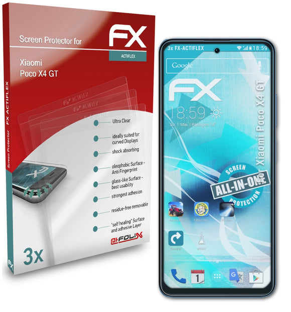 atFoliX FX-ActiFleX Displayschutzfolie für Xiaomi Poco X4 GT