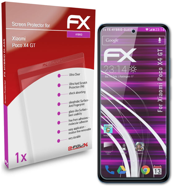 atFoliX FX-Hybrid-Glass Panzerglasfolie für Xiaomi Poco X4 GT