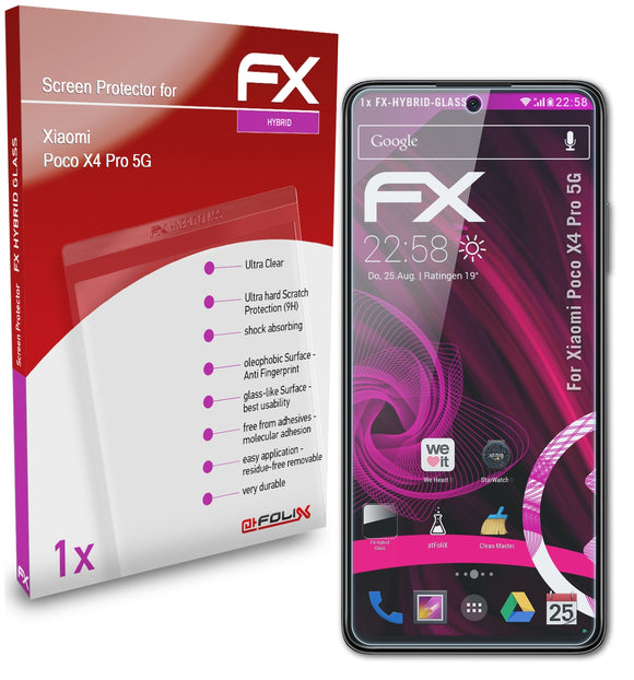 atFoliX FX-Hybrid-Glass Panzerglasfolie für Xiaomi Poco X4 Pro 5G