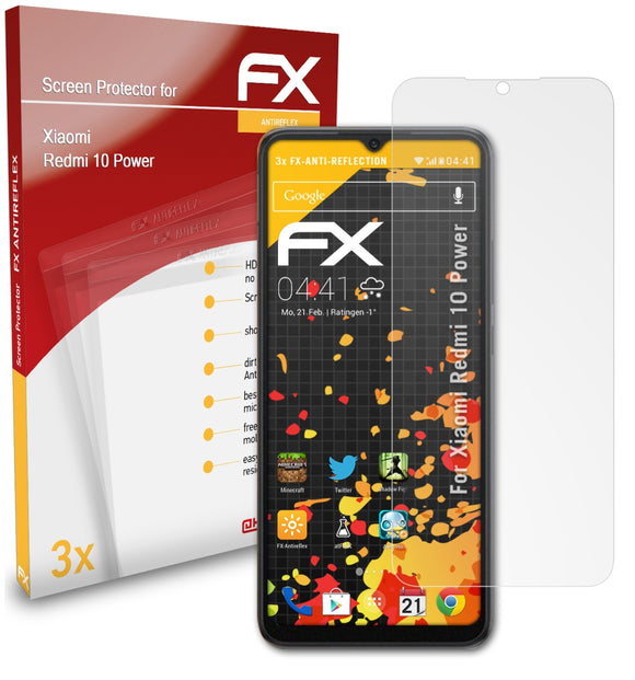 atFoliX FX-Antireflex Displayschutzfolie für Xiaomi Redmi 10 Power