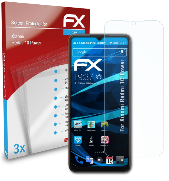atFoliX FX-Clear Schutzfolie für Xiaomi Redmi 10 Power