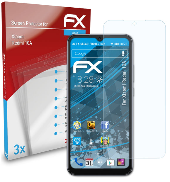 atFoliX FX-Clear Schutzfolie für Xiaomi Redmi 10A